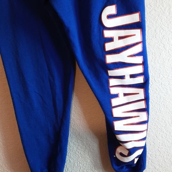 Recycled Karma University Electric Blue Jayhawks Pocketed Fleece Sweatpants XS - Picture 10 of 15